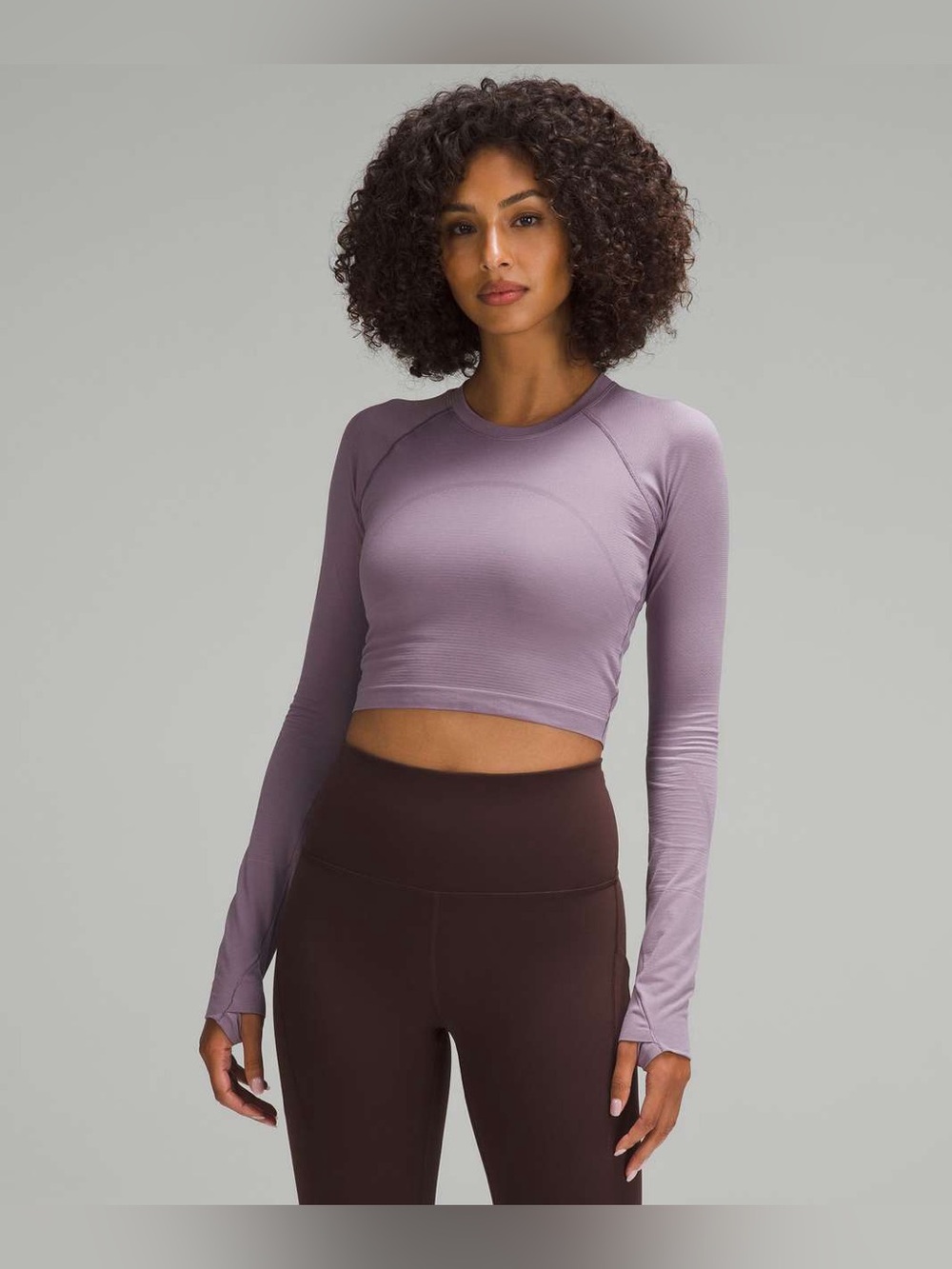 Lululemon Swiftly Tech Cropped Long-Sleeve Shirt 2.0 Purple Ash